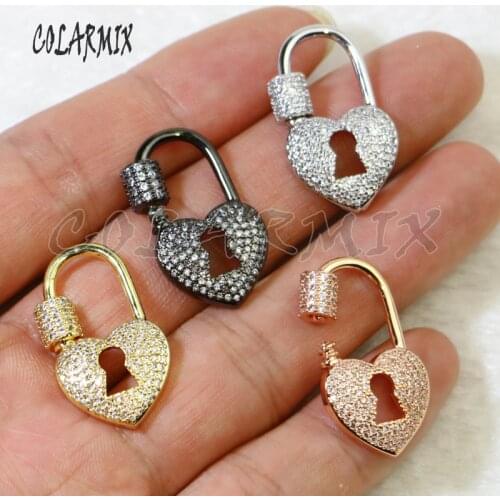 5pcs heart Lock screw hook clasp jewelry finding buckle accessories jewels for jewelry making crystal clasp for necklace 5975