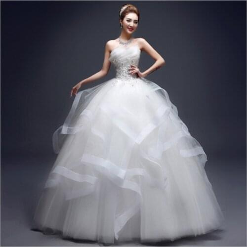 Ever Pretty Bridal Dress 2021 Bride Wedding Tube Top Slim Slimming Korean Style Plus Size Pettiskirt Women Wedding Gown Sequin