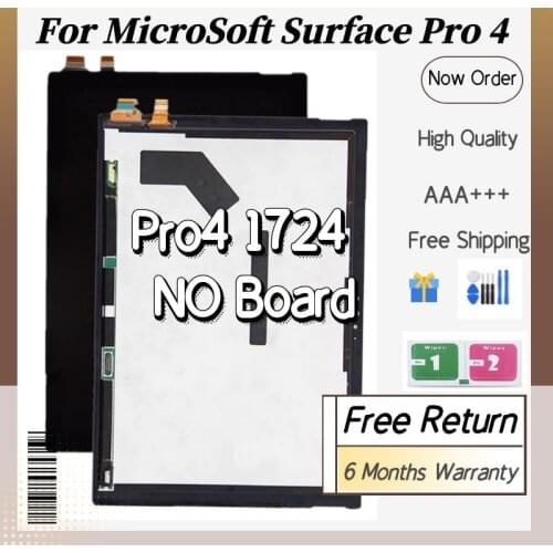 100% AAA LCD Display For MicroSoft Surface Pro 4 1724 12.3'' Touch Screen Digitizer Assembly For Microsoft Pro 4 LCD Replacement