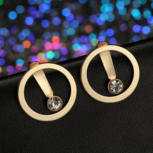 2019 New Exaggerated Fashion Personality Geometric Circle Rhinestone Rear Hanging Earrings Jewelry Accessories Luxury Brand