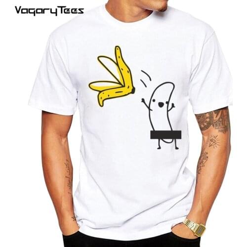 2020 VagaryTees brand Banana T Shirts Funny Disrobe High Quality Short Sleeved Design T-Shirt Humor Tops Tee