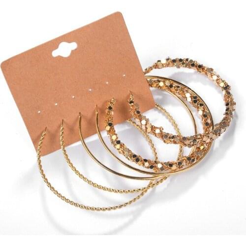 3Pairs/Set Gold Big Hoops Pearls Sexy Earrings for Women Girls Oversized Loop Women Hoop Earring Set Wedding Party Earrings