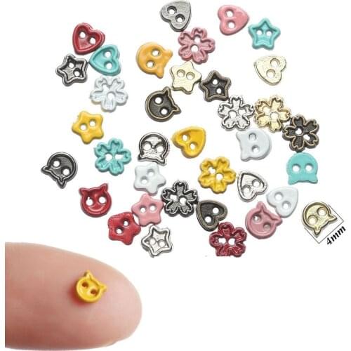 40pcs 4mm Buckles for Handmade Making Doll Clothes Mini Cartoon Cat Shape Buttons Metal Buckle DIY Doll Clothing Accessories