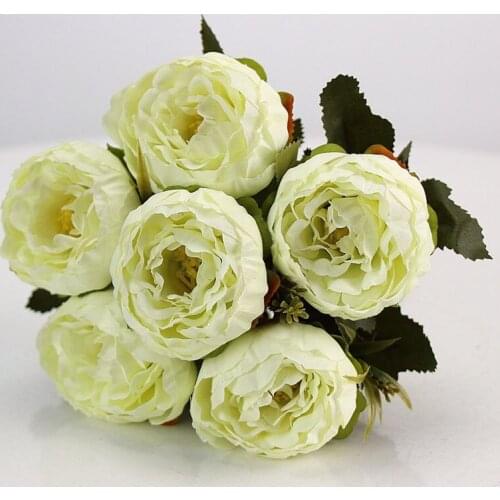 6 fork vivid fake peony flowerflower autumn artificial flower wedding home party decoration