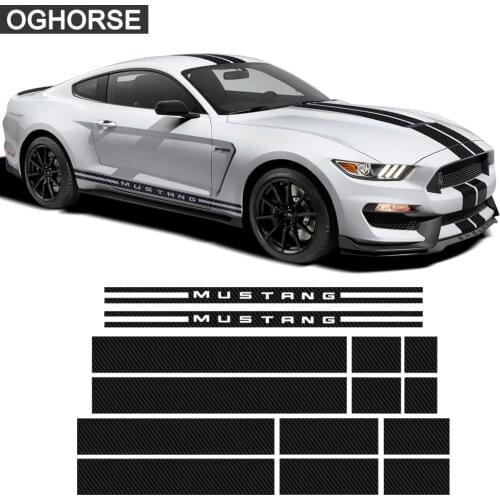 Car Styling Side Door Rocker Panel Stripes Front Rear Hood Roof Trunk Graphic Decal Set Stickers For Ford Mustang 2015-2019