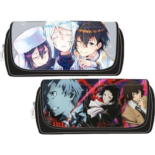 Stray Dogs Large Pencil Bag Small Anime School Bags Kawaii Makeup Bag Dazai Osamu Cosmetics Case Cartoon Stationery Storage