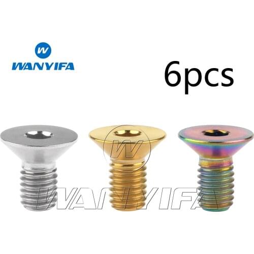 Wanyifa M5 x10mm Titanium Ti Countersunk Gold Rainbow Hexagon Socket Head Bike Screw Bolt 6Pcs