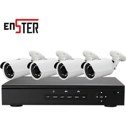 ENSTER 1080P HD Camera System Indoor And Outdoor CCTV NVR Bullet Camera Kits With POE 2MP 4 Channel