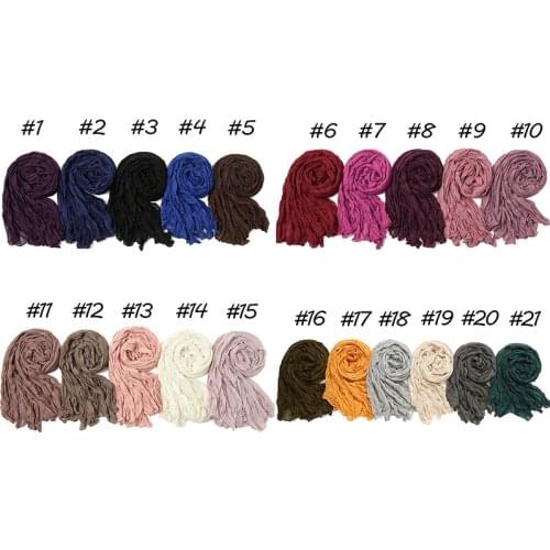Crinkle Cotton Hijab Twisted Wrinkle Scarf Hijabs Muslim Fashion Ladies Shawls Islamic Head Wraps Solid Color Womens HeadScarf