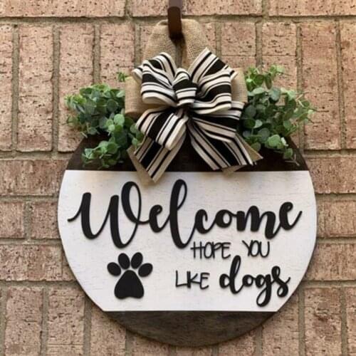 16In Welcome Wreath Sign Decorative Rustic Front Door Farmhouse Porch Décor