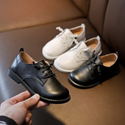 Children girls leather single shoes spring new princess shoes casual soft leather black & white shoes