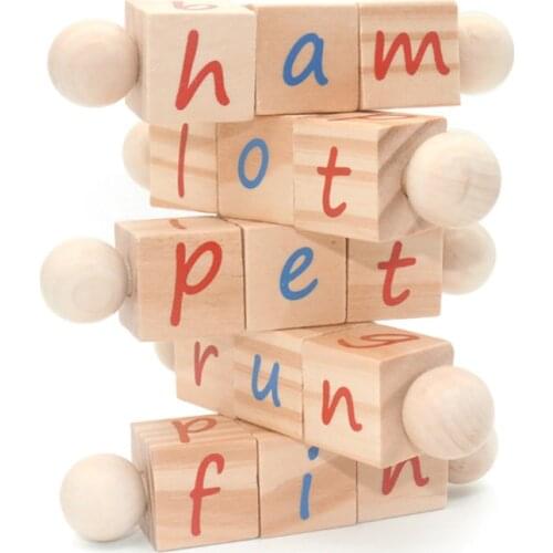 Baby Monterssori Early Educational Toy Alphabet Cube Reading Letter Block Spelling Words Game Learning English Cards for Kids