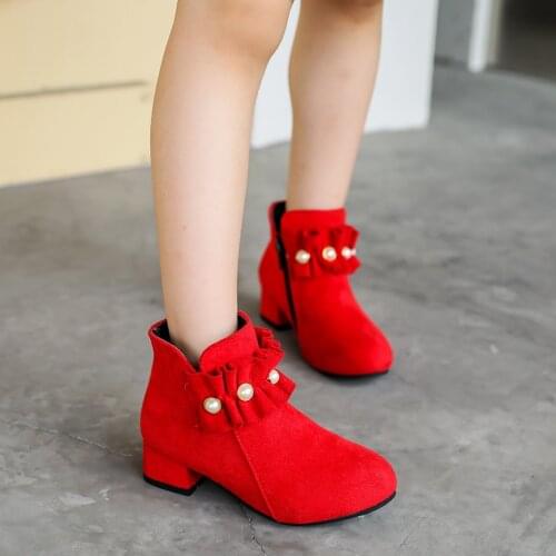 Girl Pearl Sneakers Kids Shoe 2020 Princess High Heels Ankle ChildrenS Autumn Winter Snow Flat Boots 3 7 8 9 10 11 12 Year Old