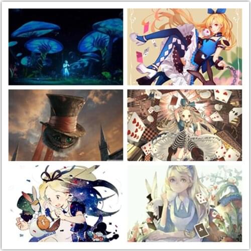 Disney Anime Alice in Wonderland Diamond Painting Cross Stitch Embroidery Rhinestone Mosaic Home Decoration Gift