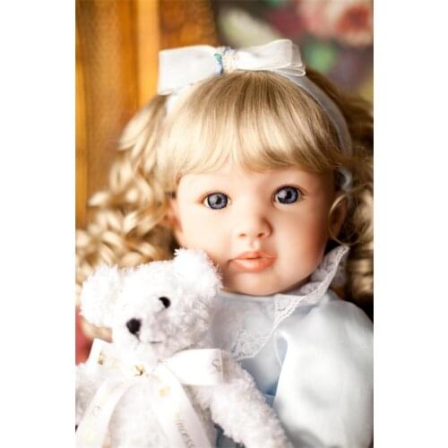 DollMai Limited Reborn Baby Doll Cloth Body blond girl silicone vinyl dolls noble princess toddler doll toys gift 60cm