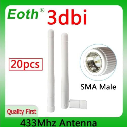 433Mhz Antenna 3dbi GSM SMA Male Connector 20pcs/lot Wholesale antena 433 mhz directional waterproof antenne Wireless Repeater