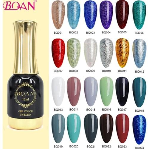 BQAN Nail Gel Polish For Manicure Tools Paint Gel 12ml 24 Colors Gel Polish Nail Gel Soak Nail Art UV LED Gel Nails Art Painting