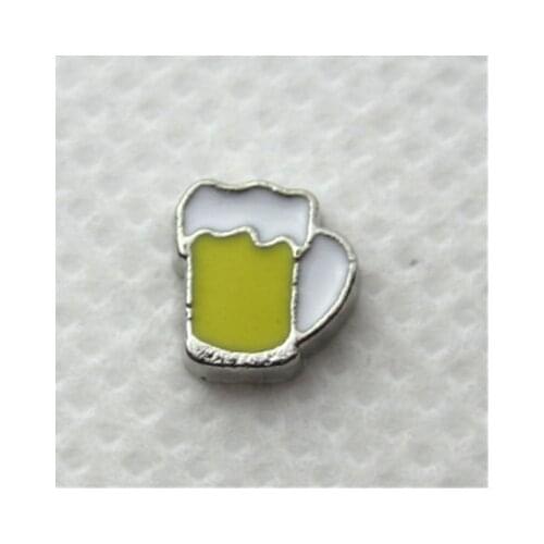 Hot selling 20pcs/lot beer mug floating charms living glass floating pendant lockets