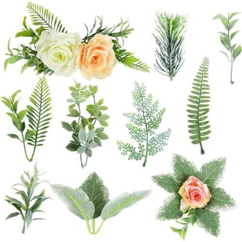 10pcs new artificial flowers retro leaves Wedding Decor DIY Scrapbook For Wedding Christmas Party Decor Wreath Crafts Fake Plant