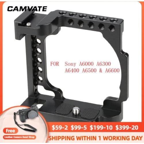 CAMVATE DSLR Camera Cage Rig With 1/4"-20 Mounting Holes Only Specially For Sony A6500 4K (Memory & Battery Card are Accessible)