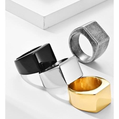 Stainless Steel Gold Minimalism Mens Punk Rock Finger Ring Jewelry Gift For Him Size 7-12
