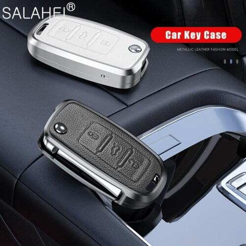 Aluminum Alloy Leather Car Key Cover Case For Volkswagen for VW POLO Tiguan Passat B5 B6 B7 Golf EOS Scirocco Jetta MK6 Octavia