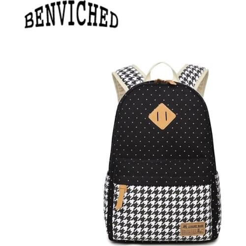 BENVICHED 2021 new canvas shoulder bag printed thousands of birds backpack men and women universal student bags R362