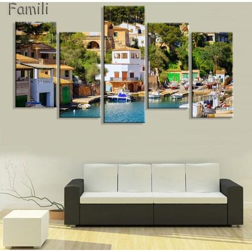 Landscape Decoration Colorful Spain Architecture Canvas Painting Large HD City Landscape Wall Picture Prints Modern Painting
