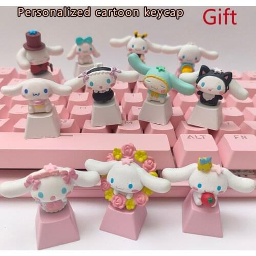 Custom Cute Kawaii Cinnamorol Series Anime Keycaps Mechanical Keyboard Caps Cherry Mx Personalized Cartoon PBT Diy Key Cap Game