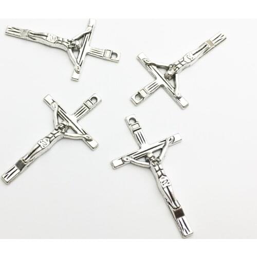 20pcs/lot Silver Plated Cross Jesus Charms Pendants Jewelry Making Diy Charm Crafts Handmade 41.5*24.5