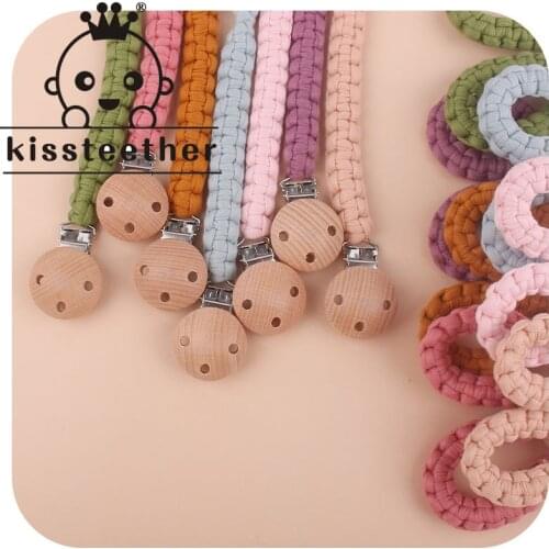Kissteether Vintage Simple Crochet Pacifier Clip Baby Cotton Tassel Pacifier Chain for Newborn Teething Soother Dummy Clips