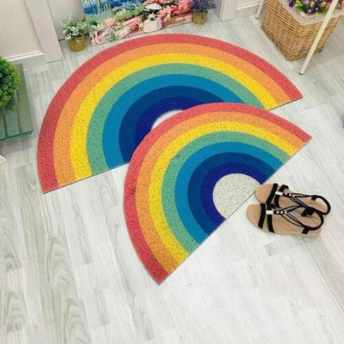 PVC Entrance Doormat Colorful Rainbow Printed Floor Mats Bedroom Carpet Rugs Waterproof Dust Proof Anti Slip Hallway Door Mat