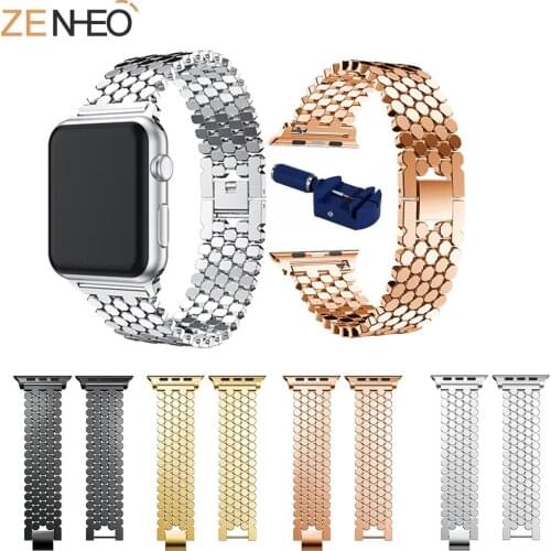 Watchband Luxury Stainless Steel Band for Apple Watch Series 3 2 1 42MM 38MM strap bands for apple watch 4 40mm 44mm Bracelet