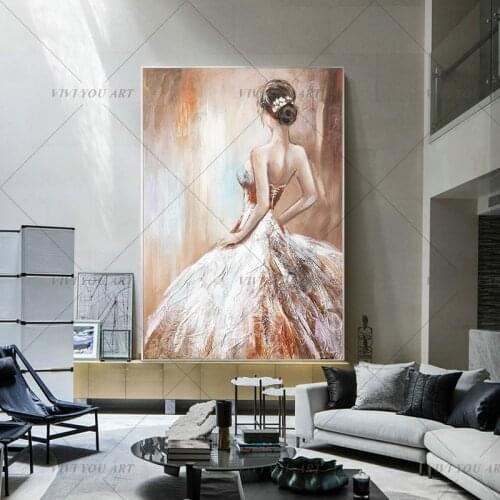 Hand Painted large Modern Abstract Sexy Oil Painting on Canvas blue white gray Wall Art Sexy Girl woman Canvas Pictures For Home