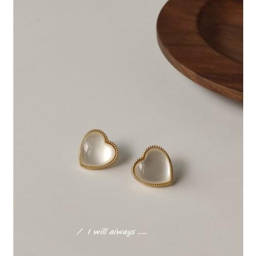 Heart-shaped Earrings 925 Silver Needle Plated 14K Creative Earrings Gifts for Women Jewelry for Women Silver 925 Earring Studs