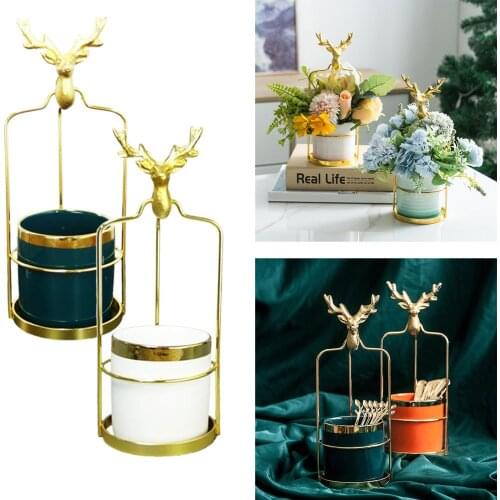 Nordic Deer Head Iron Ceramic Flower Multi-meat Green Plant Flower Pot Vase Retro Vase Home Decoration Ceramic Planter Pot