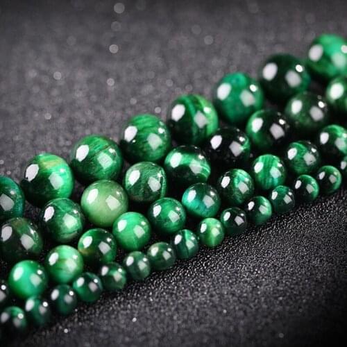 Green Tiger Eye Loose Beads Natural Gemstone Smooth Round for Jewelry Making