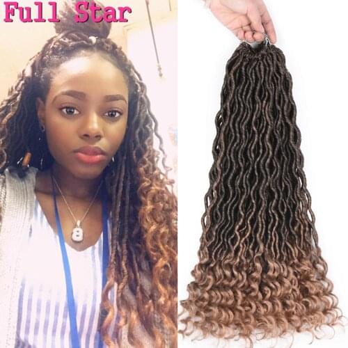 Full Star 20" Goddess Locs Crochet Hair Extensions Crochet Braids Ombre Braiding Hair Bohemian locks Synthetic Hair for Women