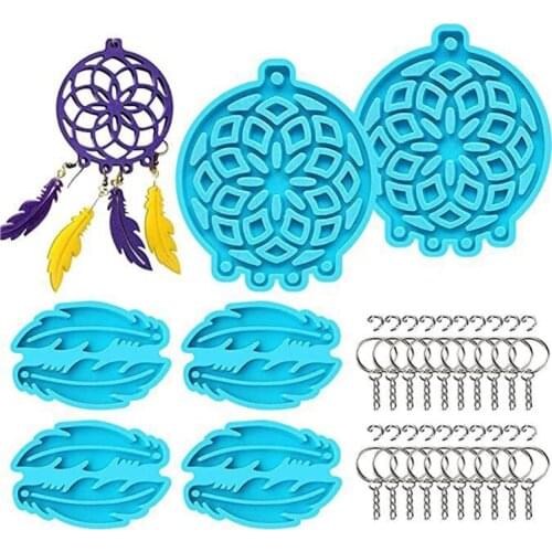1 Set Dream Catcher Feather Epoxy Resin Mold Jewelry Keychain Silicone Mould Handmade DIY Crafts Pendant Home Decorations Tools