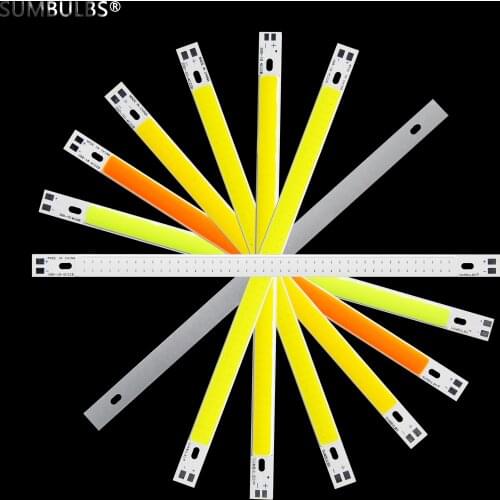 10pcs/lot DC12V input 200*10mm cob led strip Bar light source 10W Lamp 7 colors available 200mm length COB Bulb chip