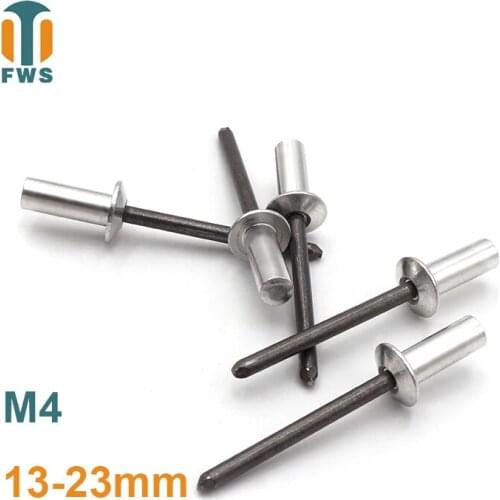 10 PCS M4 13-23mm DIN EN ISO 15973 GB /T 12615.1 Aluminum Steel Closed End Blind Rivets With Break Pull Mandrel Protruding Head