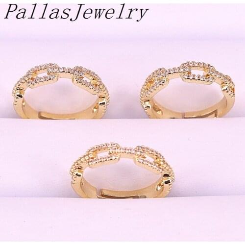 10Pcs Wholesale Micro Pave CZ Gold Color Jewelry Fashion Zirconia CZ Rings For Women Girls