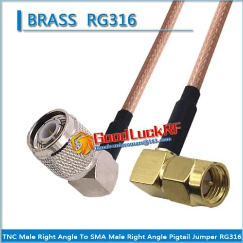 1X Pcs TNC Male Right Angle to SMA Male 90 Degree Right Angle Coaxial Type Pigtail Jumper RG316 Cable SMA to TNC Low Loss