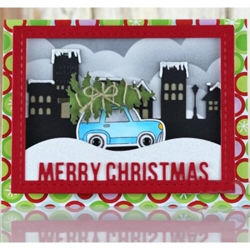 2 Frame Merry Christmas&Joy Metal Cutting Dies New Stencils for DIY Scrapbooking Paper Cards Making Craft Decoration