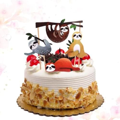 4pcs Sloth Cake Topper Set Creative Decor Cake Insert for Birthday Party Festival