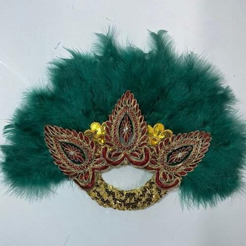 African Feather Hand Fan Handmade Luxurious Nigerian Dance Lace Feather Fans for Wedding Party Gift Dropshipping Wedding Fan