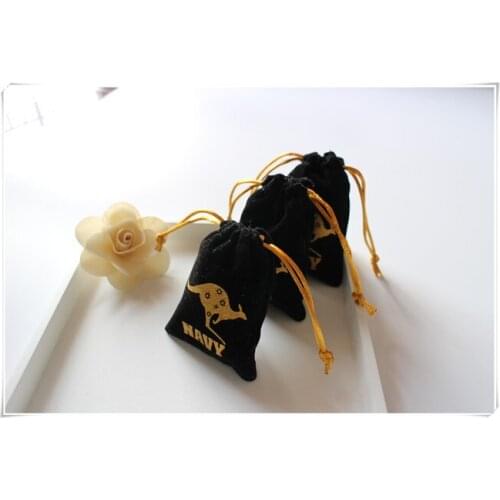 Velvet bag customized gold Logo velvet Gift Bags velvet Jewellry drawing Pouch
