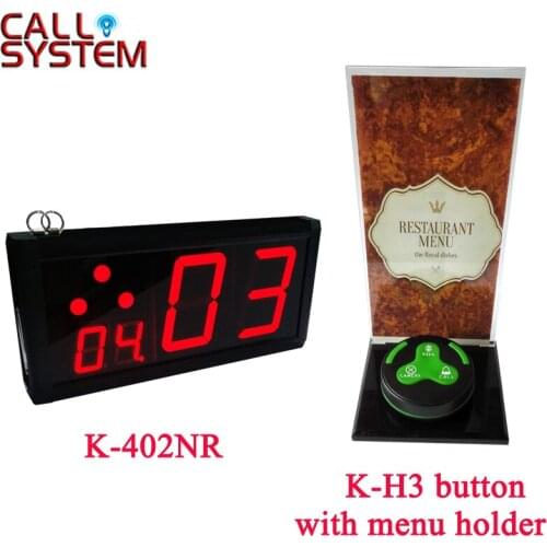 Wireless Paging System for restaurant service call button menu holder with led display