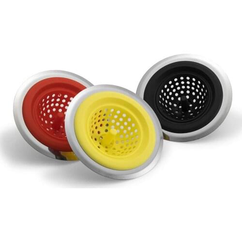 Colorful Silicone Sink Strainer Kitchen Sink Stopper Stainless Steel Filter Tub Drain Hair Catcher Colander Bathroom Accessories