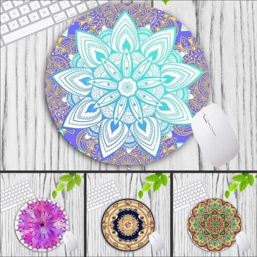XGZ Colorful Mandala Vintage Persian Carpet Round Mouse Pad Gamer Keyboard Mouse Mat Gaming Desk Mousepad for CS GO 20X20CM